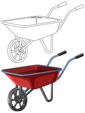 Beyaz, temiz vektör sanat tarzında izole edilmiş kırmızı el arabası.