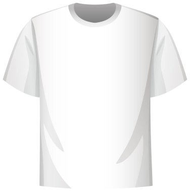 Yumuşak gölgeli, temiz çizgili ve merkezli ön perspektifli minimalist beyaz tişört vektörü