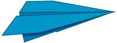 Basit mavi kağıt uçak, düz vektör biçimi, temiz çizgiler, minimum gölgeleme, beyaz arkaplan