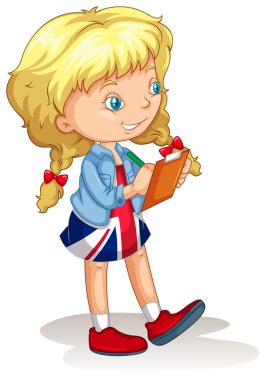 Blond girl writing notes clipart