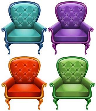 Four color of armchairs clipart