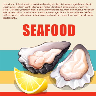 İstiridye ve deniz ürünleri posteri limon