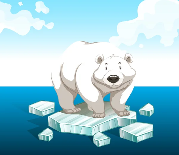 Urso polar em pé no iceberg — Vetor de Stock