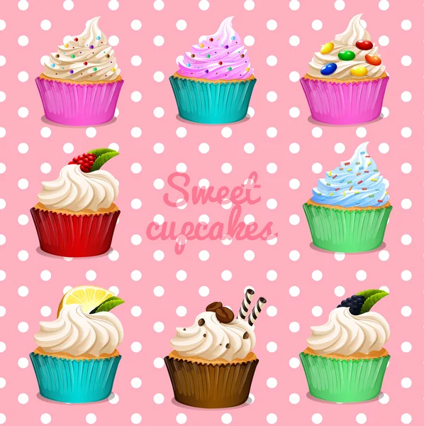 Diferente diseño de cupcakes — Vector de stock