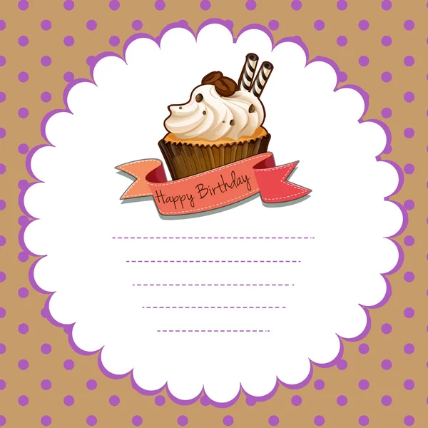 Plantilla de papel con cupcake para cumpleaños — Vector de stock