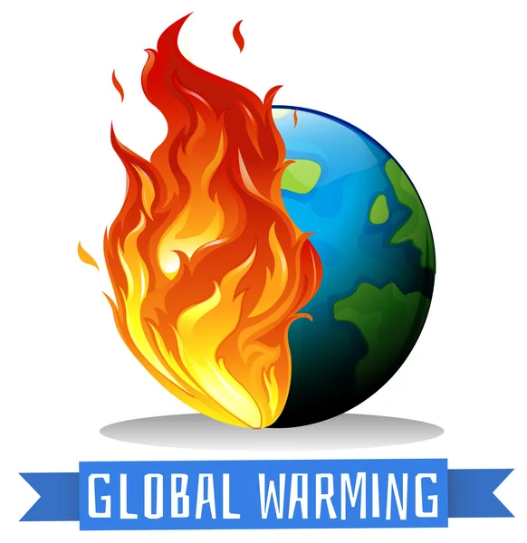 Riscaldamento globale con terra in fiamme — Vettoriale Stock