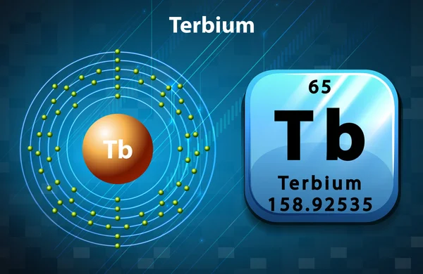 Symbol and electron diagram for Terbium — Stock Vector