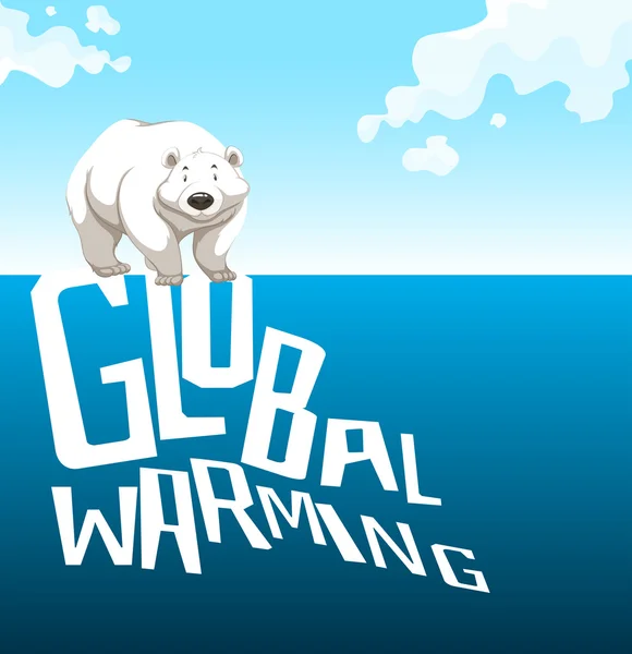 Küresel ısınma kutup ayısı işaretiyle — Stok Vektör