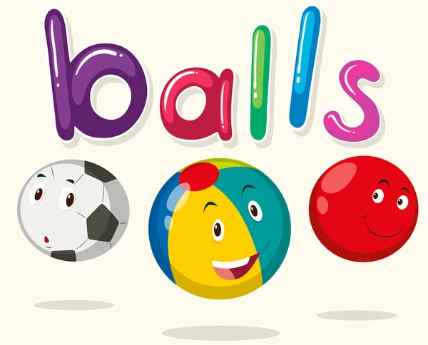 Balls with happy faces — Stock Vector
