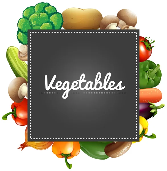 Смешанные овощи вокруг границы — стоковый вектор