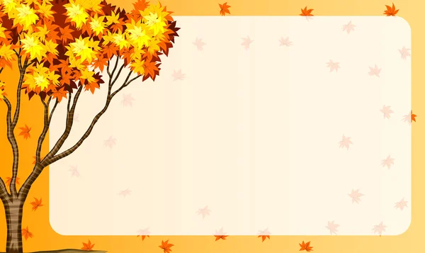 Herbstszene mit Baum und orangefarbenen Blättern — Stockvektor