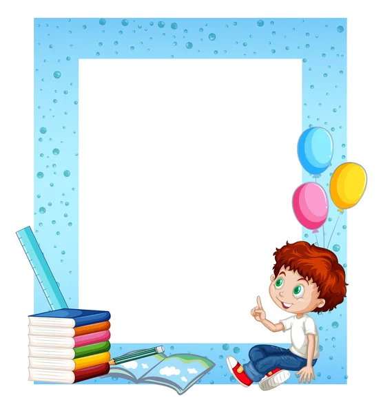 Malý chlapec a knihy kolem hranice — Stockový vektor