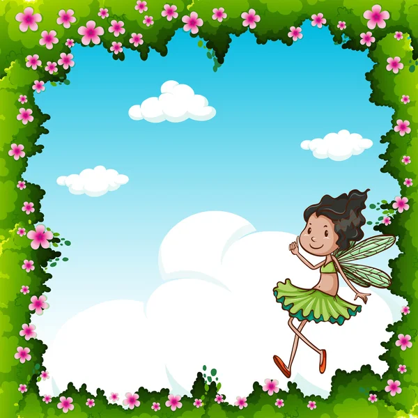 緑の妖精が空を飛んでいます。 — ストックベクタ