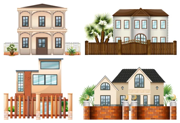 Diferente variedad de casas — Vector de stock