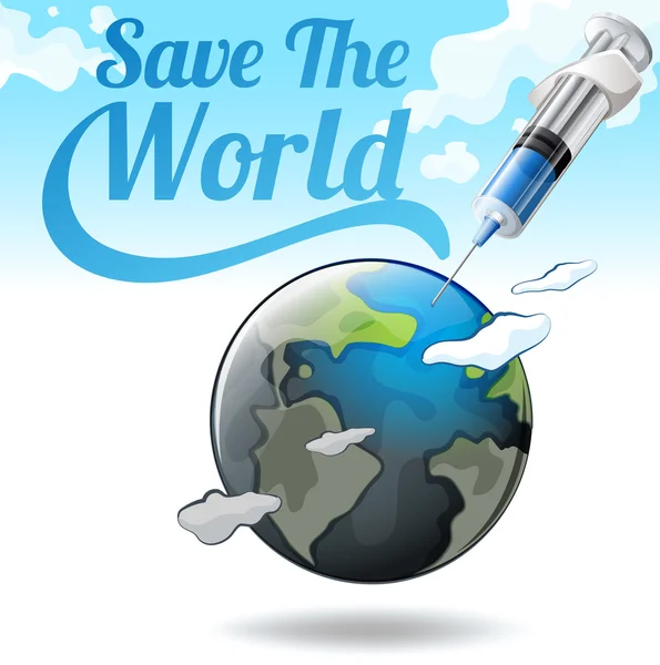Rädda världen affischen med jord och nål — Stock vektor