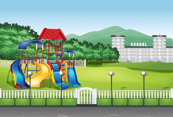 Parque infantil no meio do campo —  Vetores de Stock