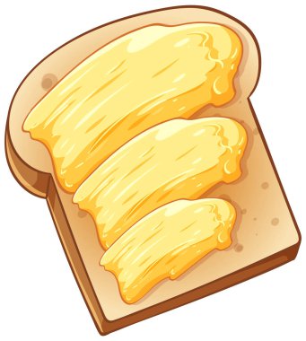 Yumuşak eritilmiş tereyağı, parlak renkler, temiz çizgiler, beyaz arkaplan