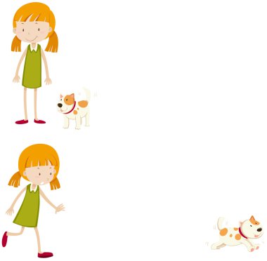 Little girl with her pet dog clipart