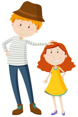 Tall man and short girl clipart