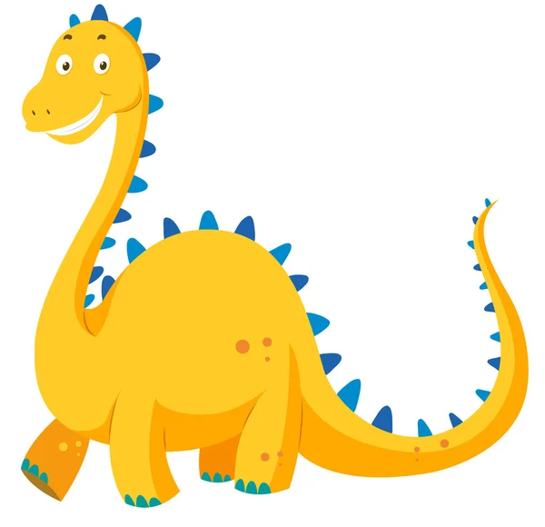 Dinosaurio amarillo lindo con cuello largo — Vector de stock