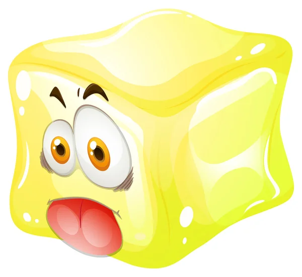 Yellow cube with silly face — Stock Vector