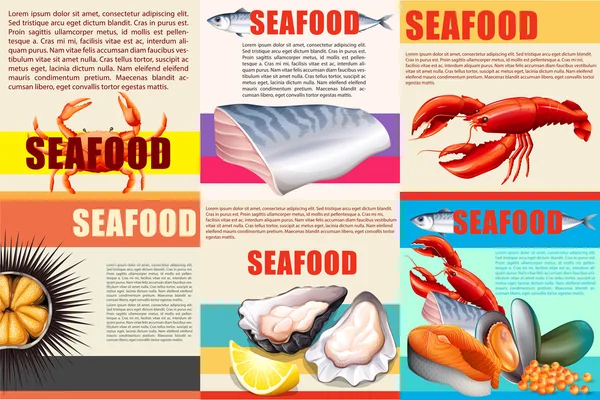 Infografía con texto y mariscos — Archivo Imágenes Vectoriales