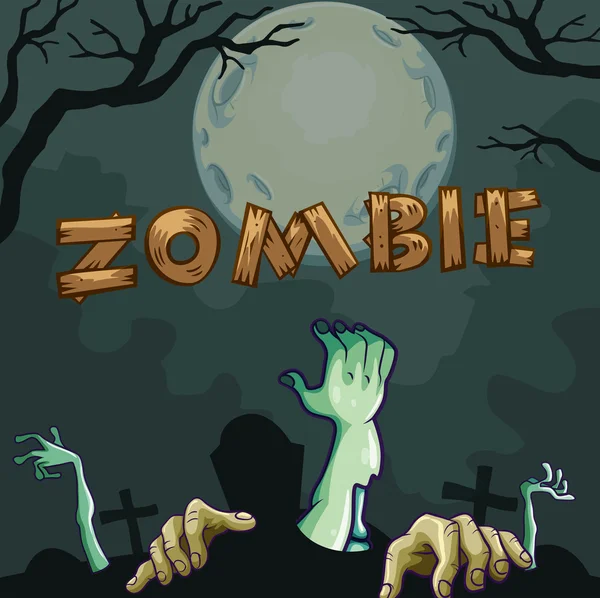 Zombie manos que salen de la tierra — Vector de stock