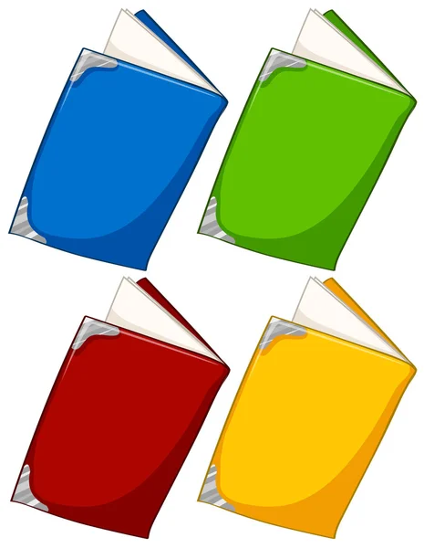 Quatre livres de couleurs différentes — Image vectorielle