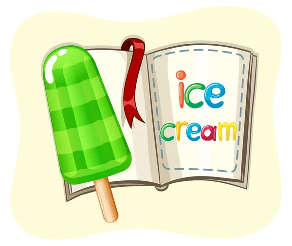 Popsicle icecream en een boek — Stockvector