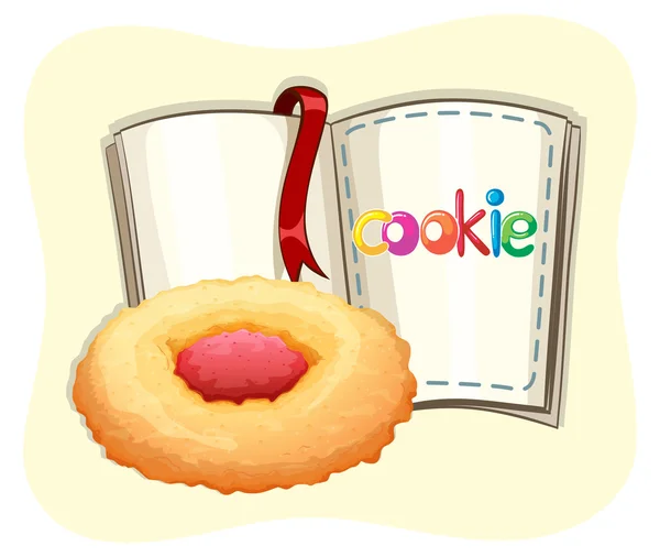 Cookie com geléia e livro — Vetor de Stock