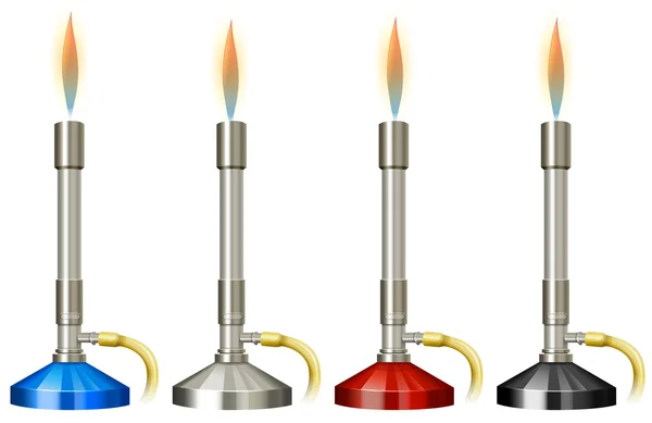 Лабораторная горелка с пламенем — стоковый вектор