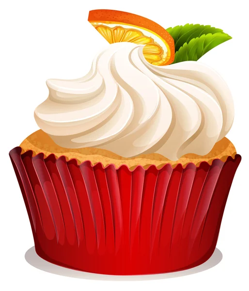 Cupcake com creme e laranja —  Vetores de Stock