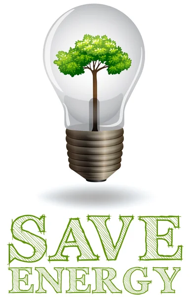 電球とツリー エネルギー広告を保存します。 — ストックベクタ