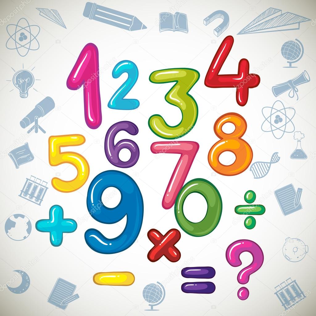 Numbers and math signs illustration