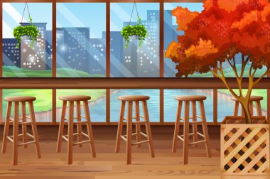 İçinde kafe bar ve tabureler