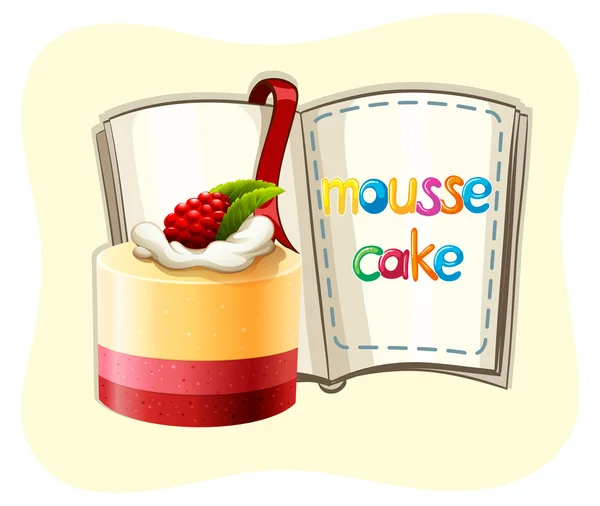 Mousse tårta och en bok — Stock vektor