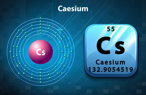 Symbol and electron diagram for Caesium — Stock Vector