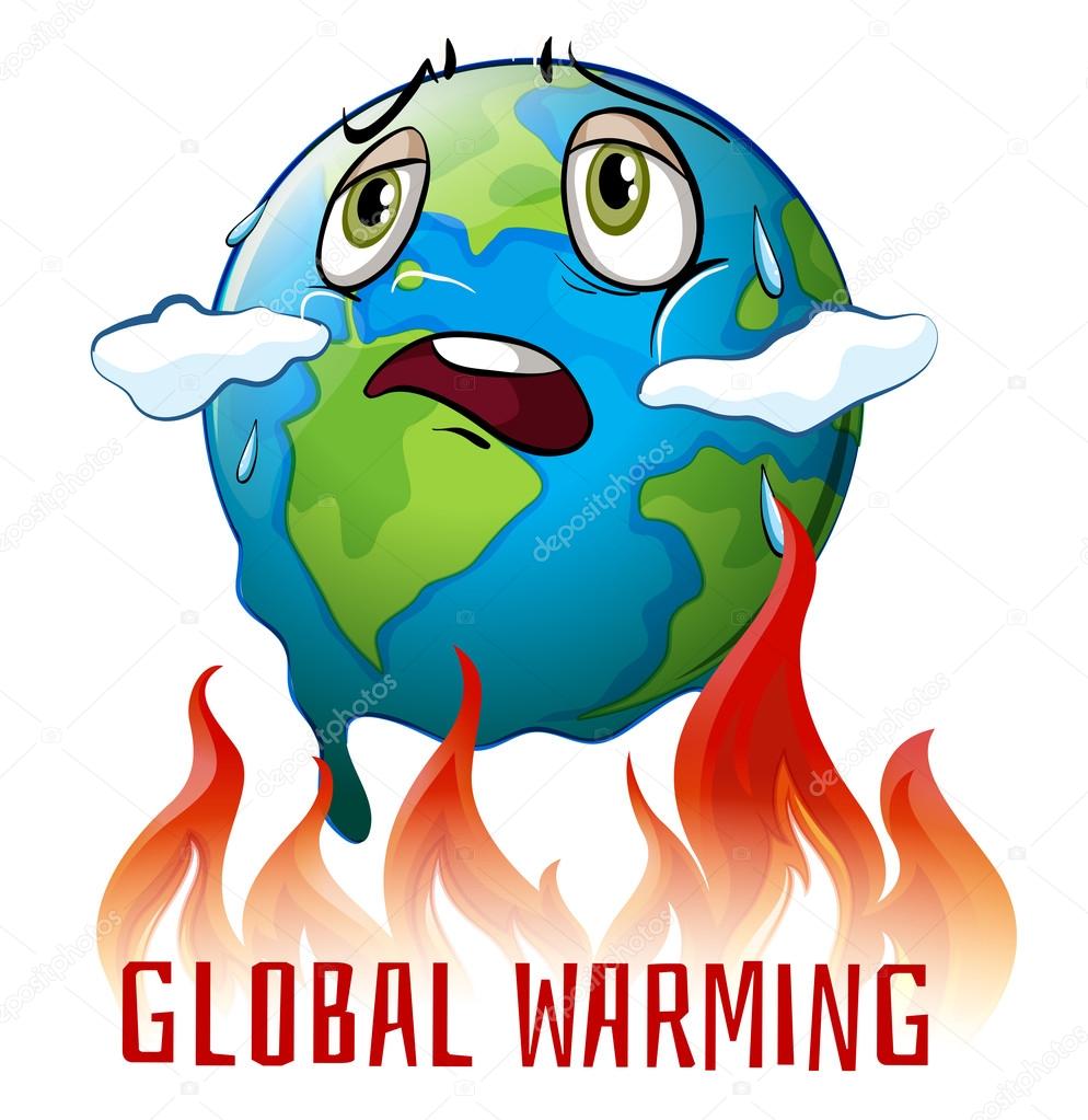 cartel de calentamiento global con tierra en llamas vector gráfico