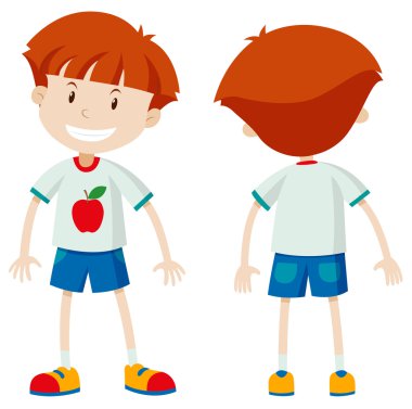 Bir çocuğun önden ve arkadan görünüm