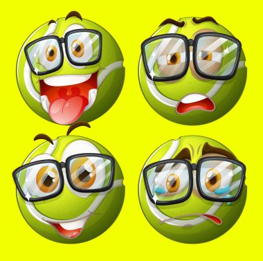 Tenis topu ile yüz ifadesi