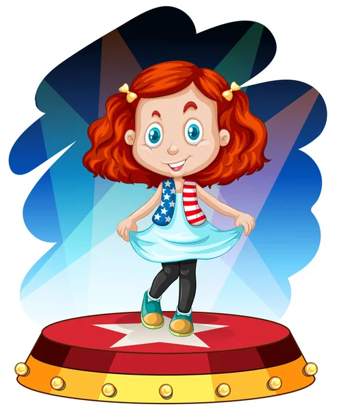 Little girl standing on stage — Stock Vector