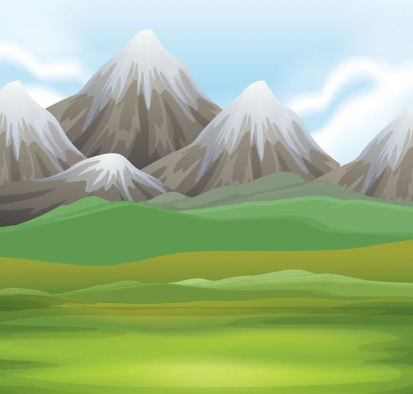 Scène nature de champ et de montagnes — Image vectorielle