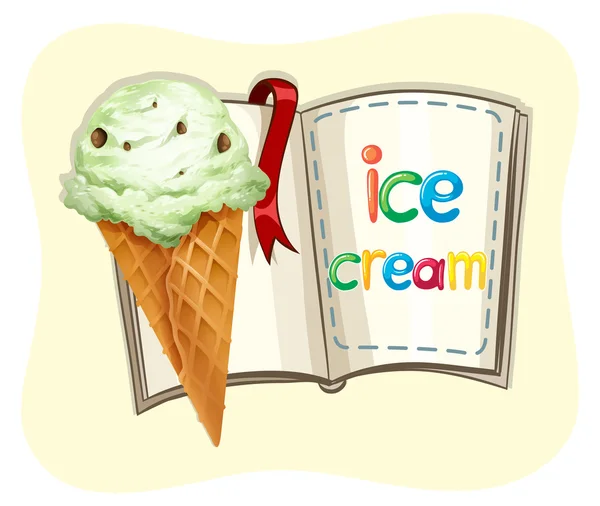 Cône de crème glacée et livre — Image vectorielle