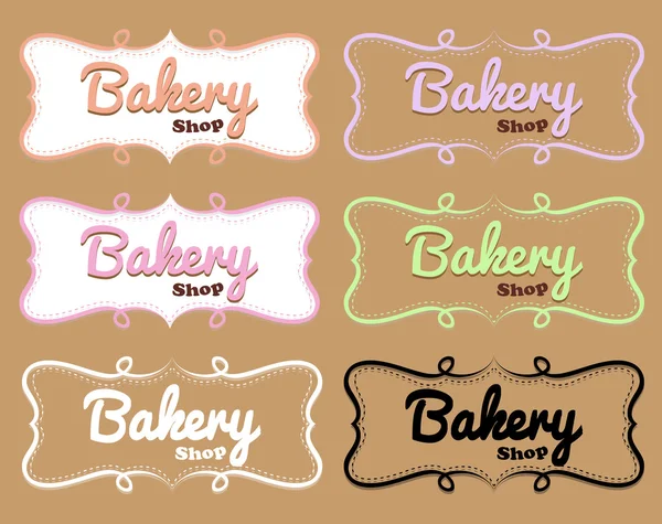 Bakery shop label in different designs — Stock Vector