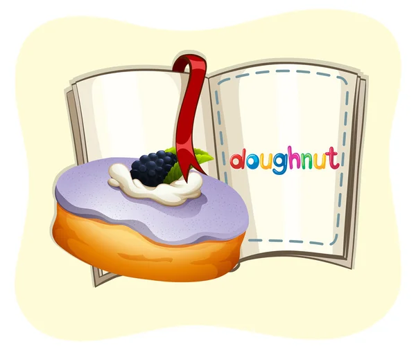 Saveur de myrtille beignet et livre — Image vectorielle