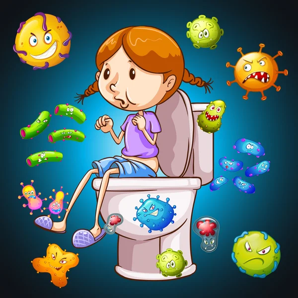 Bacteria all over the toilet — Stock Vector