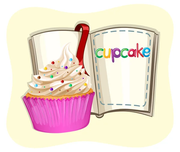 Cupcake en taza rosa — Vector de stock