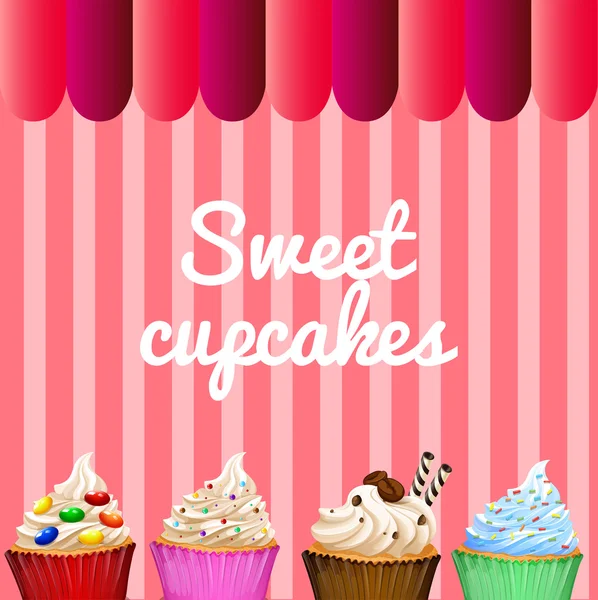 Banner-Design mit süßen Cupcakes — Stockvektor