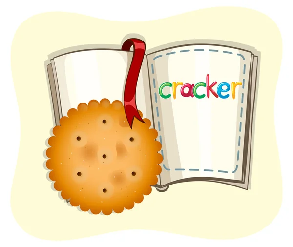 Cracker und aufgeschlagenes Buch — Stockvektor