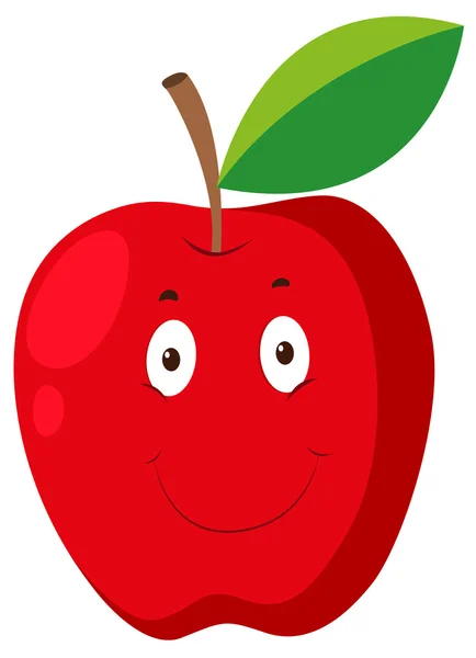 幸せそうな顔で赤いリンゴ — ストックベクタ